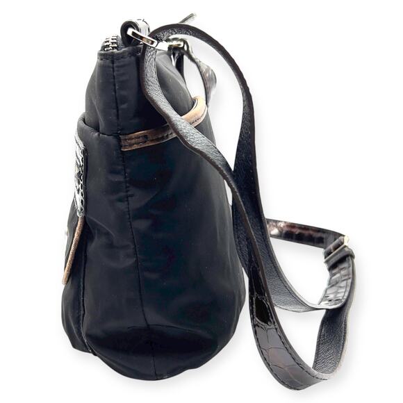 Brighton Carter Bag Purse Blk/Choc H92189 Sterling Silver Vinyl Crossbody - Picture 5 of 10